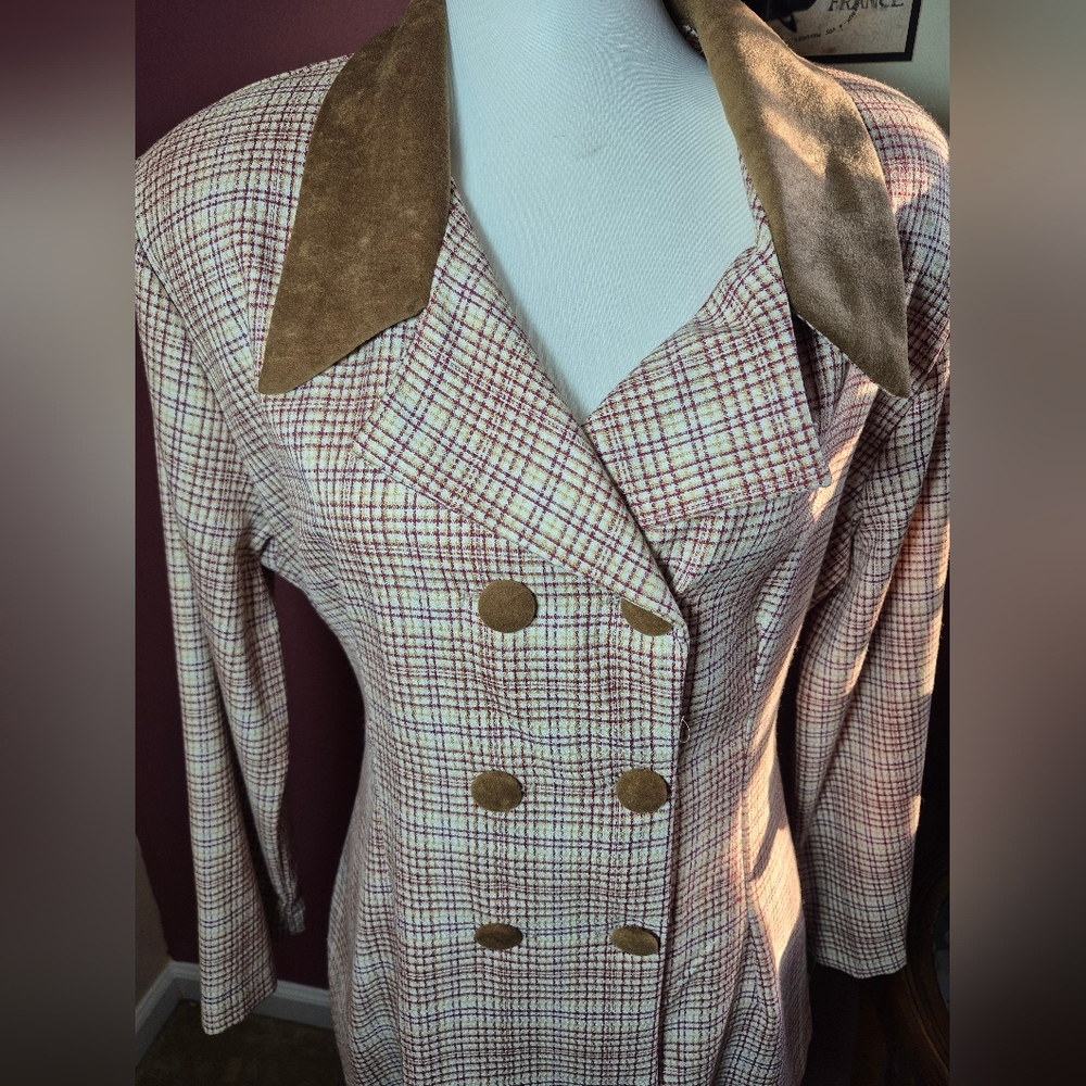 Vintage! Juuly Fashion Plaid Double-Breasted Women's Jacket - Size XL - Picture 3 of 6